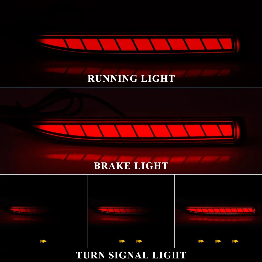 LED Rear Bumper Reflector Light with Brake Warning Dynamic Turn Signal. For Toyota Corolla Altis 2019-2022