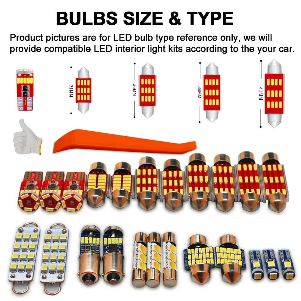 MDNG LED Interior Light Bulb Kit for Sun Visor, Dome, Map, Reading and Trunk for Toyota Corolla 2019-2023