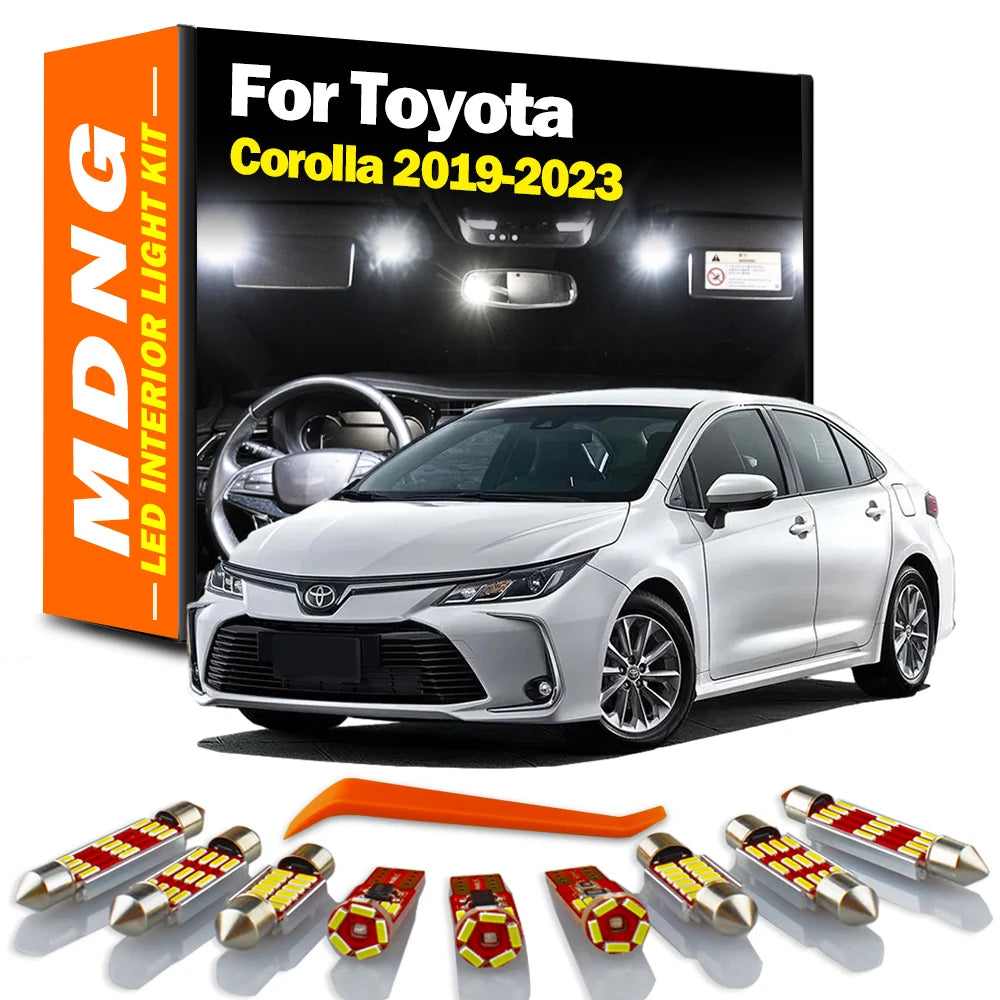 MDNG LED-Lampen-Set für Innensonnenblende, Kuppel, Karte, Lese- und Kofferraumbeleuchtung für Toyota Corolla 2019–2023