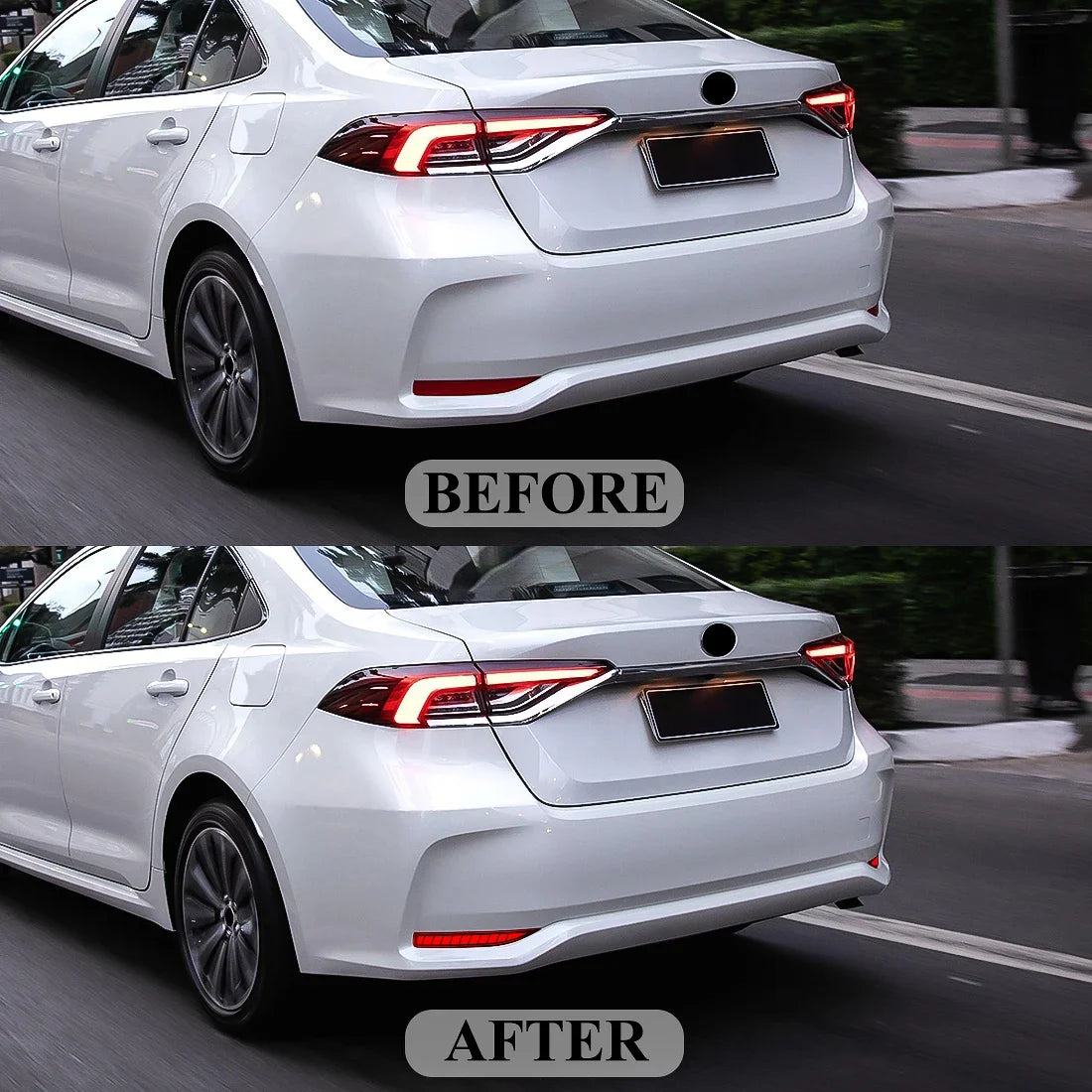 LED Rear Bumper Reflector Light with Brake Warning Dynamic Turn Signal. For Toyota Corolla Altis 2019-2022