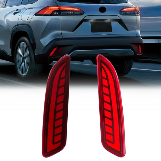 LED Rear Bumper Reflector Light with Brake Warning, Start Stop and Dynamic Turn Signal - 12V Lamp. For Toyota Corolla Cross 2020-2021