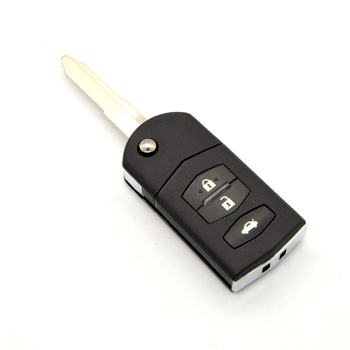 BEST KEY Klappschlüsselgehäuse mit 2/3 Tasten und großer Batterie für MAZDA 3 5 6 Series M6 RX8 MX5, mit ungeschnittener Klinge.