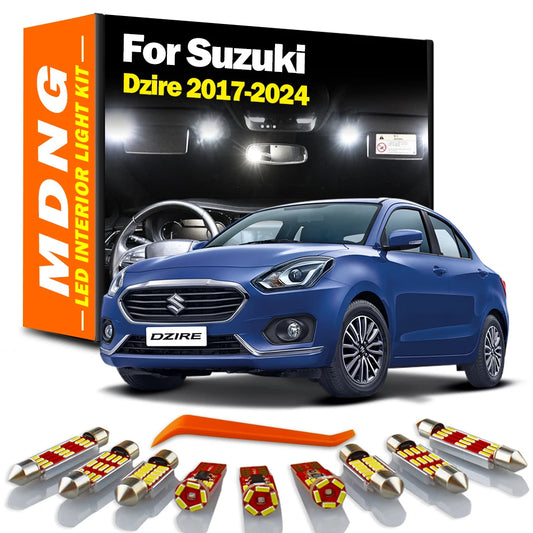 Kit mit 10 Canbus-LED-Leuchten für den Innenraum des Suzuki Dzire 2017–2024