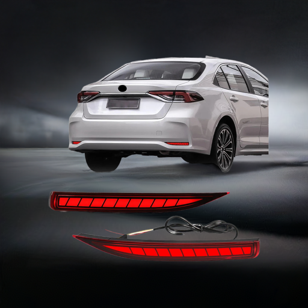 LED Rear Bumper Reflector Light with Brake Warning Dynamic Turn Signal. For Toyota Corolla Altis 2019-2022